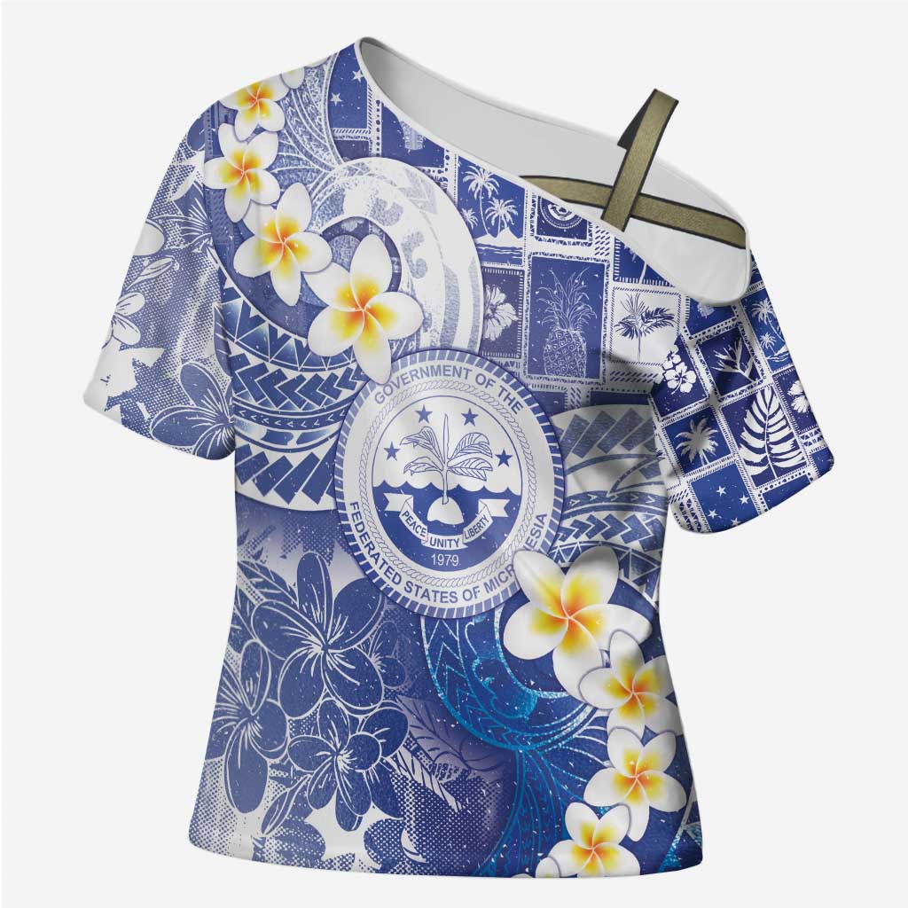 Federated States Of Micronesia Christmas Cross Shoulder Shirt Retro Style Bright Version - Polynesian Pride