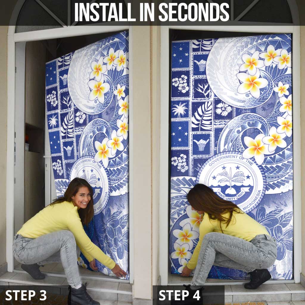 Federated States Of Micronesia Christmas Door Cover Retro Style Bright Version - Polynesian Pride