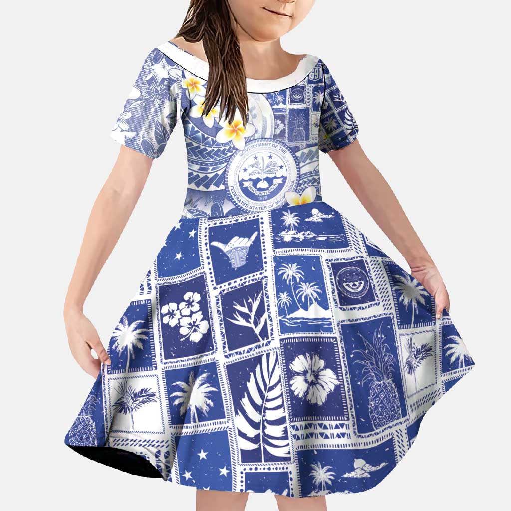 Federated States Of Micronesia Christmas Family Matching Mermaid Dress and Hawaiian Shirt Retro Style Bright Version - Polynesian Pride