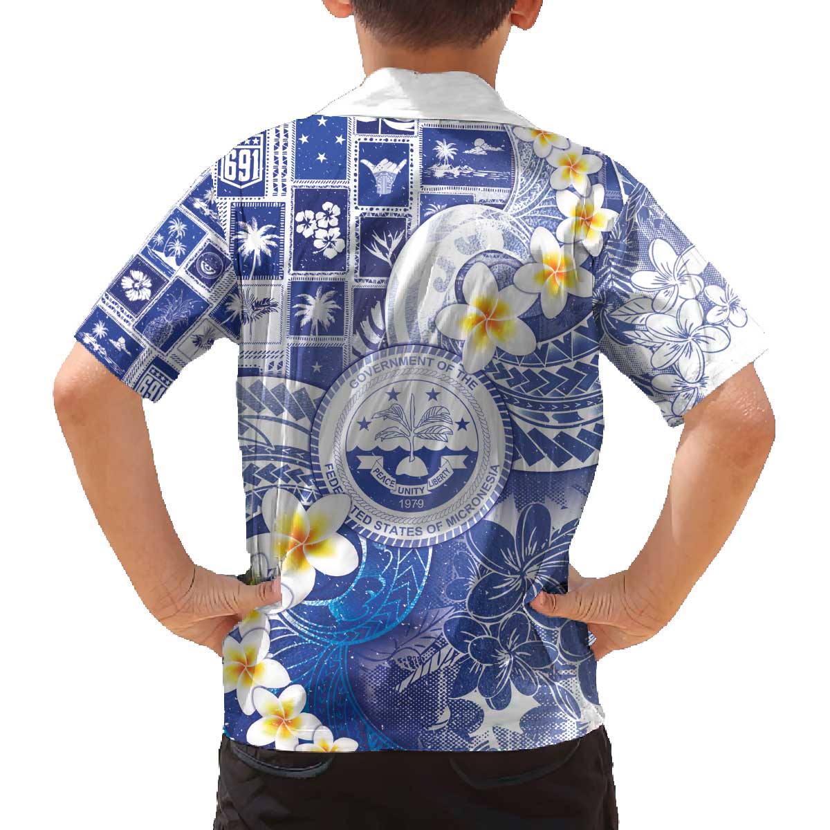 Federated States Of Micronesia Christmas Family Matching Off The Shoulder Long Sleeve Dress and Hawaiian Shirt Retro Style Bright Version - Polynesian Pride