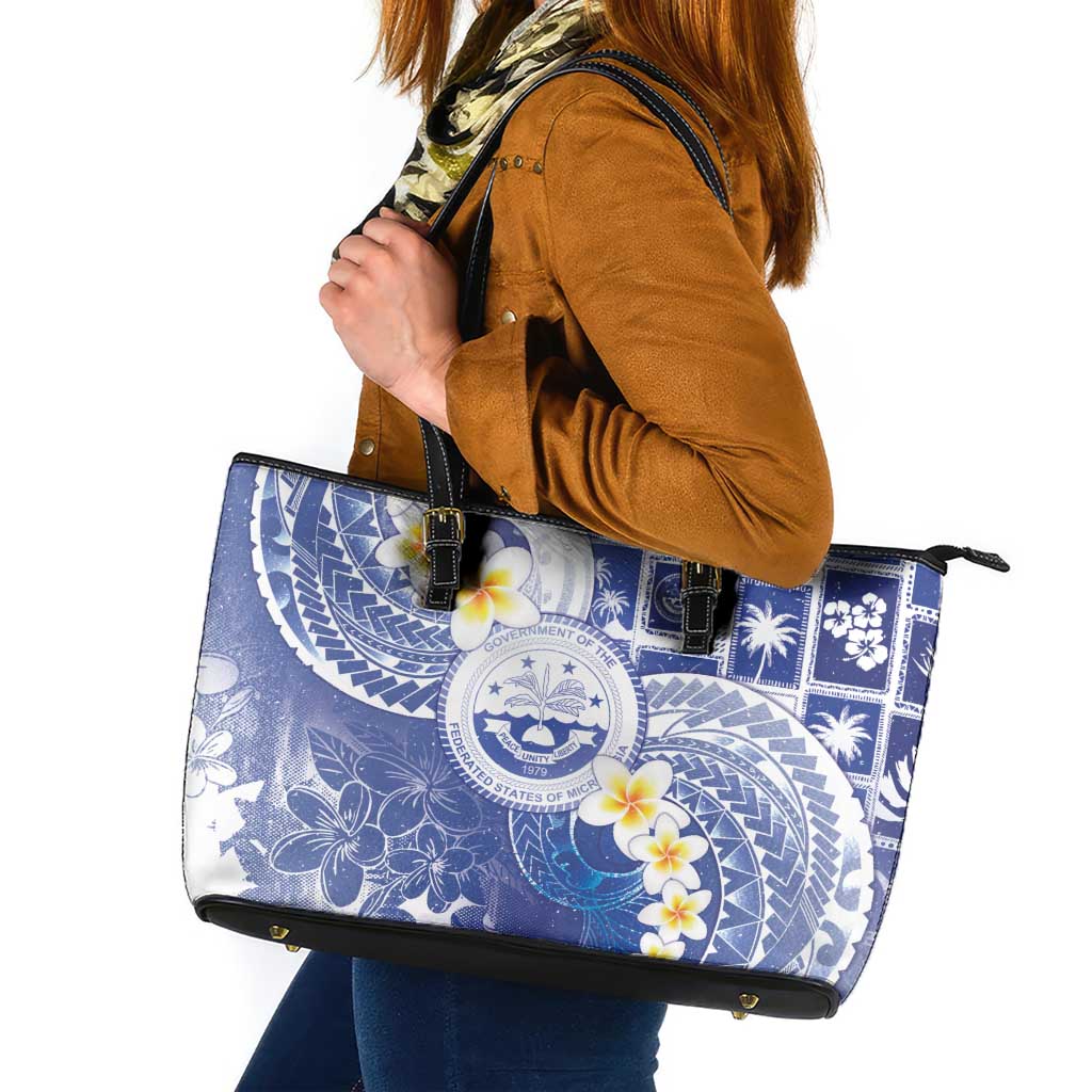 Federated States Of Micronesia Christmas Leather Tote Bag Retro Style Bright Version - Polynesian Pride