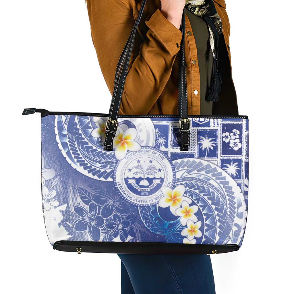 Federated States Of Micronesia Christmas Leather Tote Bag Retro Style Bright Version - Polynesian Pride