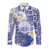 Federated States Of Micronesia Christmas Long Sleeve Button Shirt Retro Style Bright Version - Polynesian Pride