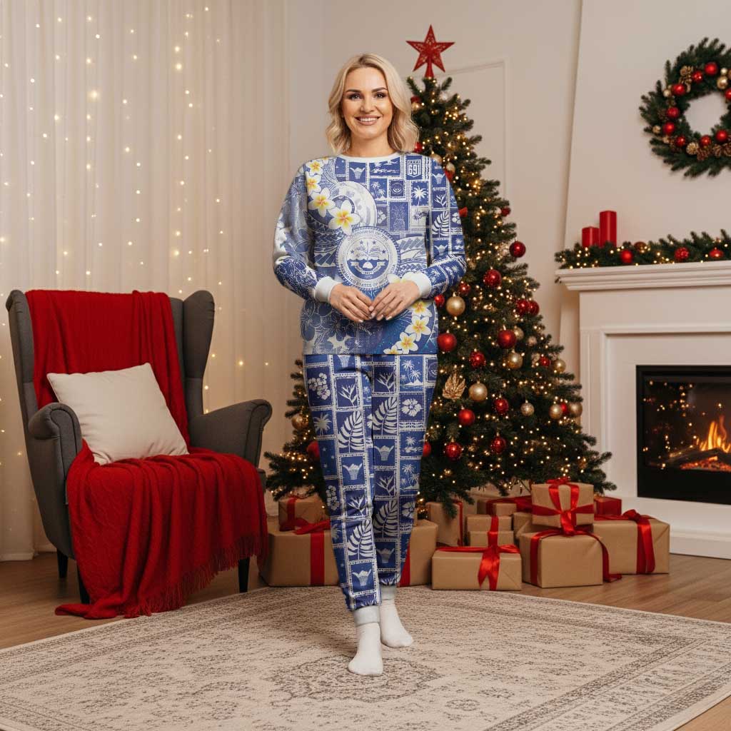Federated States Of Micronesia Christmas Pajama Set Retro Style Bright Version - Polynesian Pride