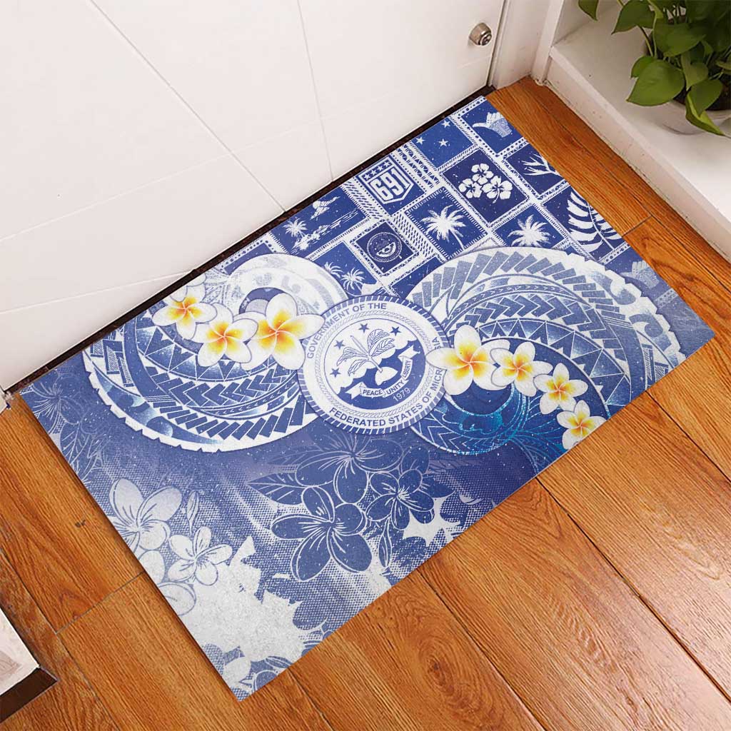 Federated States Of Micronesia Christmas Rubber Doormat Retro Style Bright Version - Polynesian Pride
