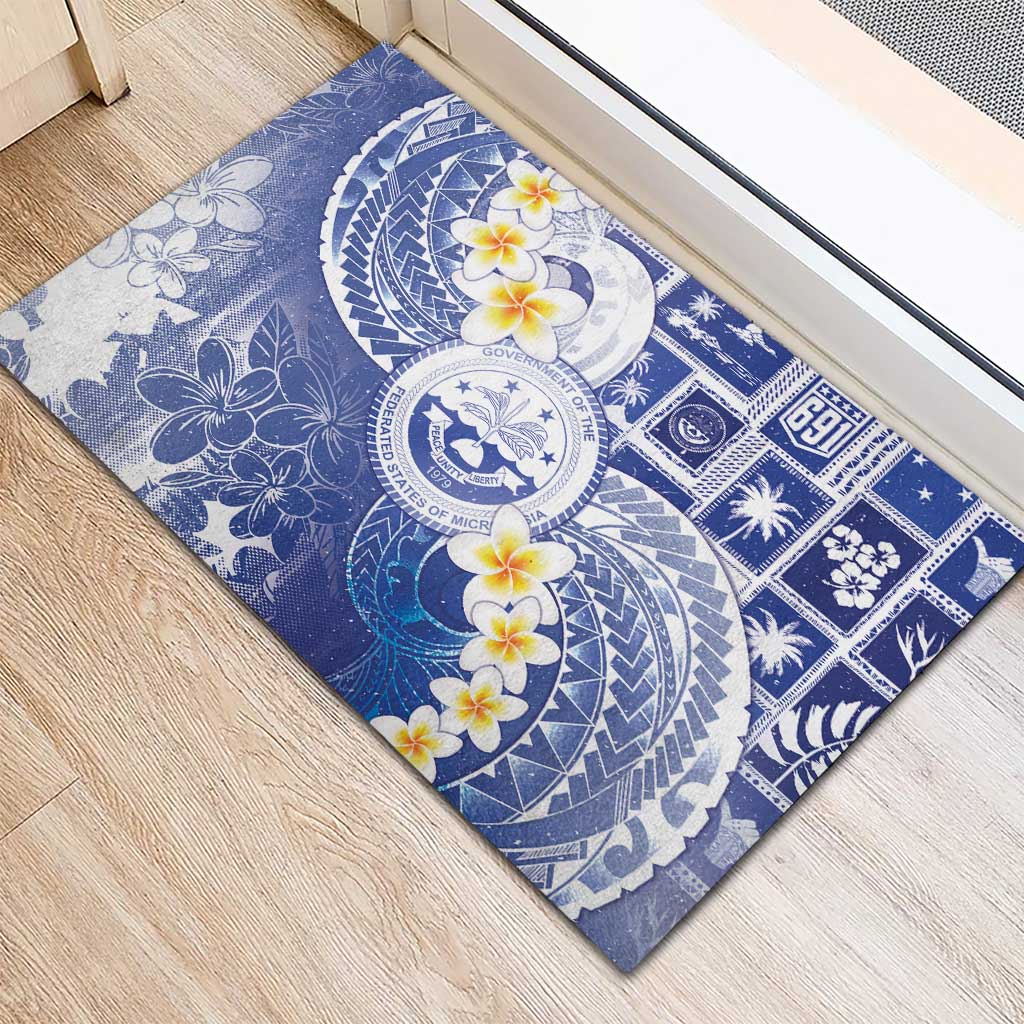 Federated States Of Micronesia Christmas Rubber Doormat Retro Style Bright Version - Polynesian Pride