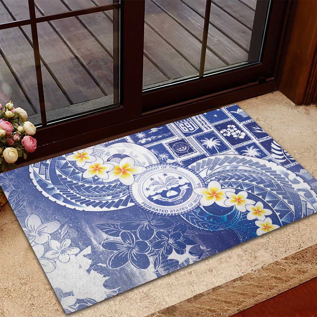 Federated States Of Micronesia Christmas Rubber Doormat Retro Style Bright Version - Polynesian Pride