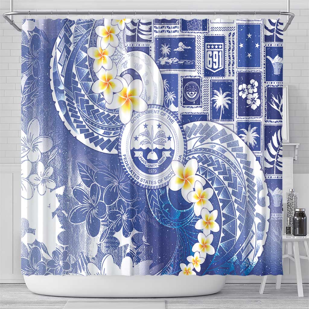 Federated States Of Micronesia Christmas Shower Curtain Retro Style Bright Version - Polynesian Pride