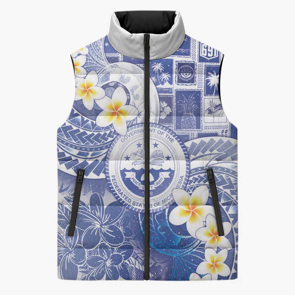 Federated States Of Micronesia Christmas Sleeveless Puffer Jacket Retro Style Bright Version - Polynesian Pride