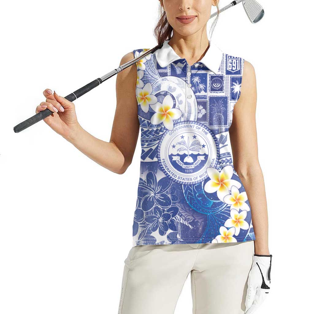Federated States Of Micronesia Christmas Women Sleeveless Polo Shirt Retro Style Bright Version - Polynesian Pride