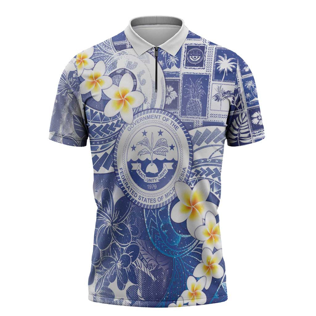 Federated States Of Micronesia Christmas Zipper Polo Shirt Retro Style Bright Version - Polynesian Pride