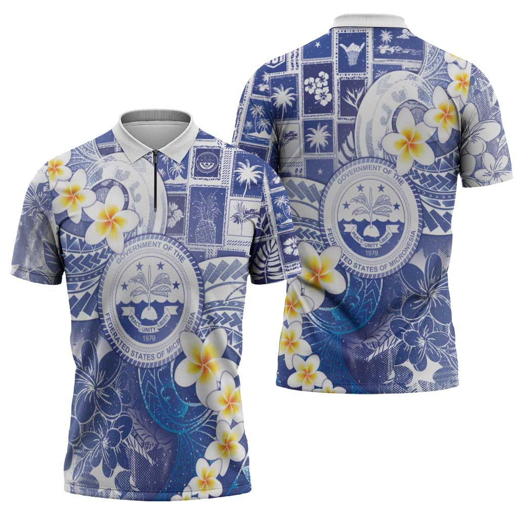 Federated States Of Micronesia Christmas Zipper Polo Shirt Retro Style Bright Version - Polynesian Pride