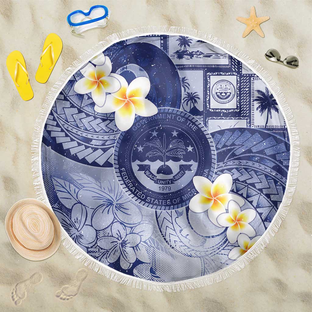 Federated States Of Micronesia Christmas Beach Blanket Retro Style Dark Version - Polynesian Pride