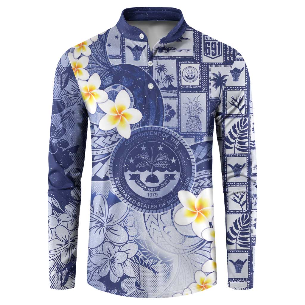 Federated States Of Micronesia Christmas Button Sweatshirt Retro Style Dark Version - Polynesian Pride