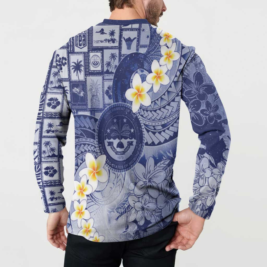 Federated States Of Micronesia Christmas Button Sweatshirt Retro Style Dark Version - Polynesian Pride