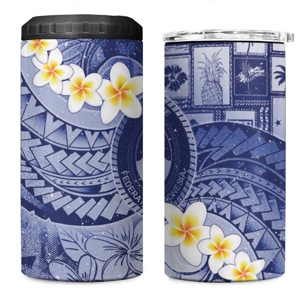 Federated States Of Micronesia Christmas 4 in 1 Can Cooler Tumbler Retro Style Dark Version - Polynesian Pride
