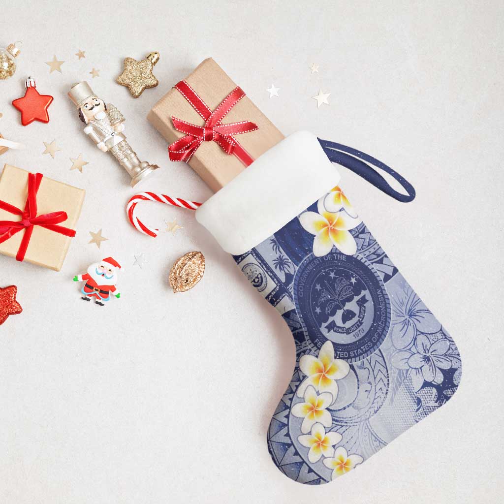 Federated States Of Micronesia Christmas Stocking Retro Style Dark Version - Polynesian Pride