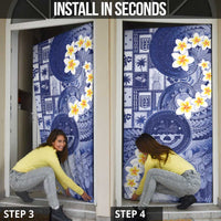 Federated States Of Micronesia Christmas Door Cover Retro Style Dark Version - Polynesian Pride