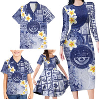 Federated States Of Micronesia Christmas Family Matching Long Sleeve Bodycon Dress and Hawaiian Shirt Retro Style Dark Version - Polynesian Pride