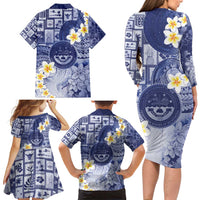 Federated States Of Micronesia Christmas Family Matching Long Sleeve Bodycon Dress and Hawaiian Shirt Retro Style Dark Version - Polynesian Pride