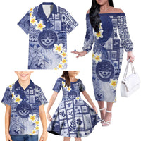 Federated States Of Micronesia Christmas Family Matching Off The Shoulder Long Sleeve Dress and Hawaiian Shirt Retro Style Dark Version - Polynesian Pride