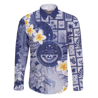 Federated States Of Micronesia Christmas Family Matching Off Shoulder Maxi Dress and Hawaiian Shirt Retro Style Dark Version - Polynesian Pride