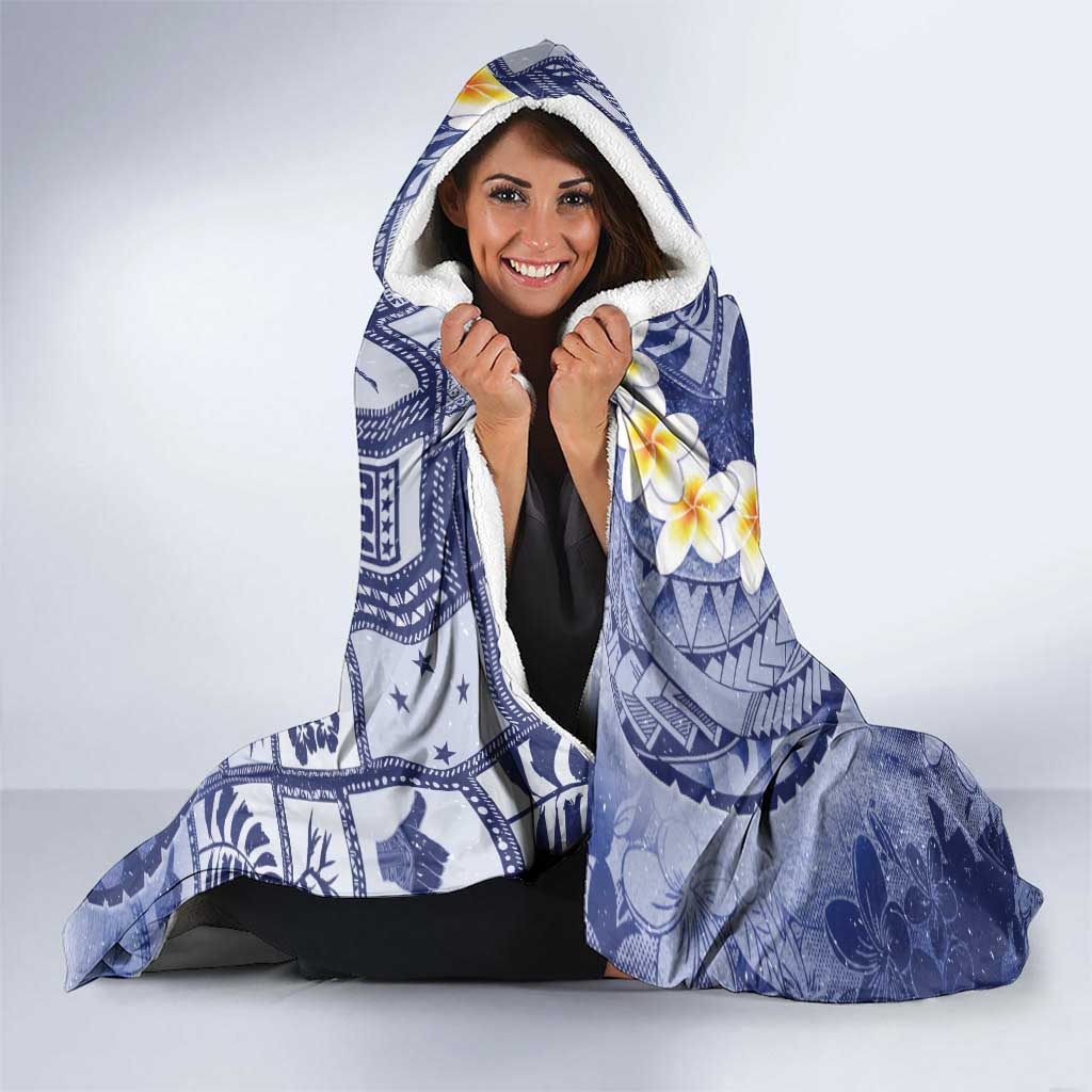Federated States Of Micronesia Christmas Hooded Blanket Retro Style Dark Version - Polynesian Pride