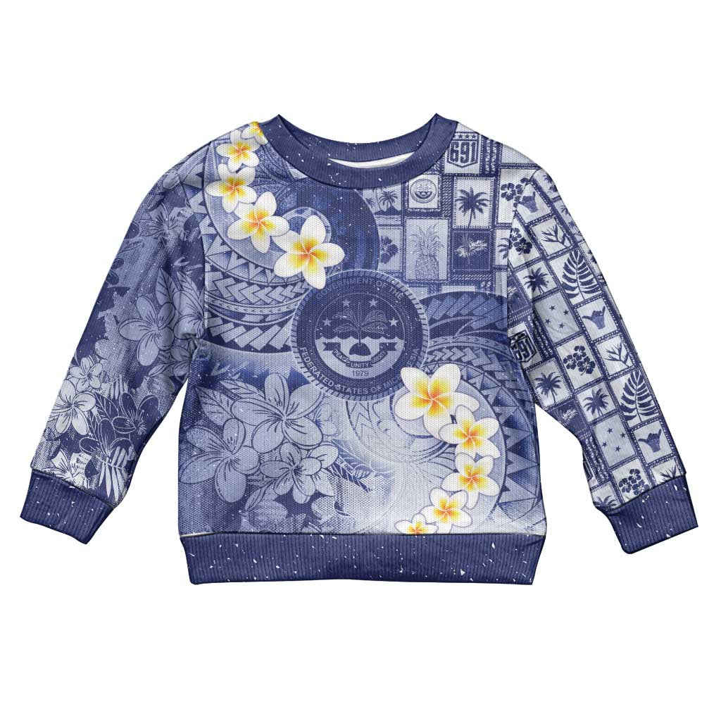 Federated States Of Micronesia Christmas Kid Ugly Christmas Sweater Retro Style Dark Version - Polynesian Pride