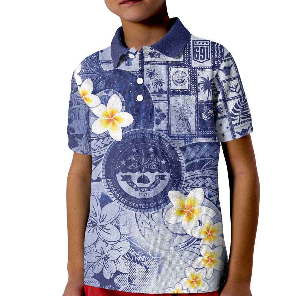 Federated States Of Micronesia Christmas Kid Polo Shirt Retro Style Dark Version - Polynesian Pride