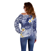 Federated States Of Micronesia Christmas Off Shoulder Sweater Retro Style Dark Version - Polynesian Pride
