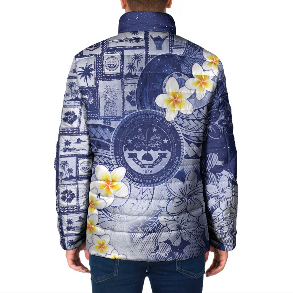 Federated States Of Micronesia Christmas Padded Jacket Retro Style Dark Version - Polynesian Pride