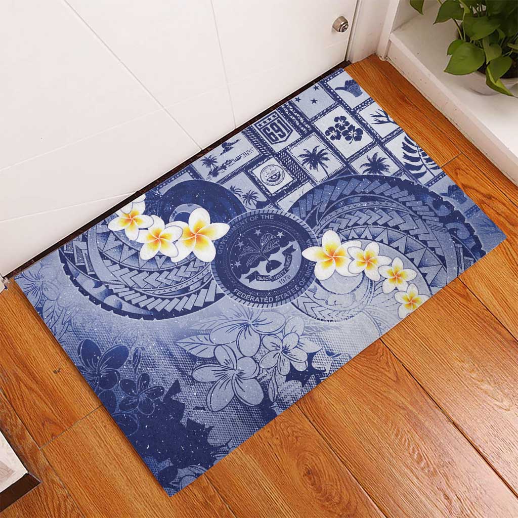 Federated States Of Micronesia Christmas Rubber Doormat Retro Style Dark Version - Polynesian Pride