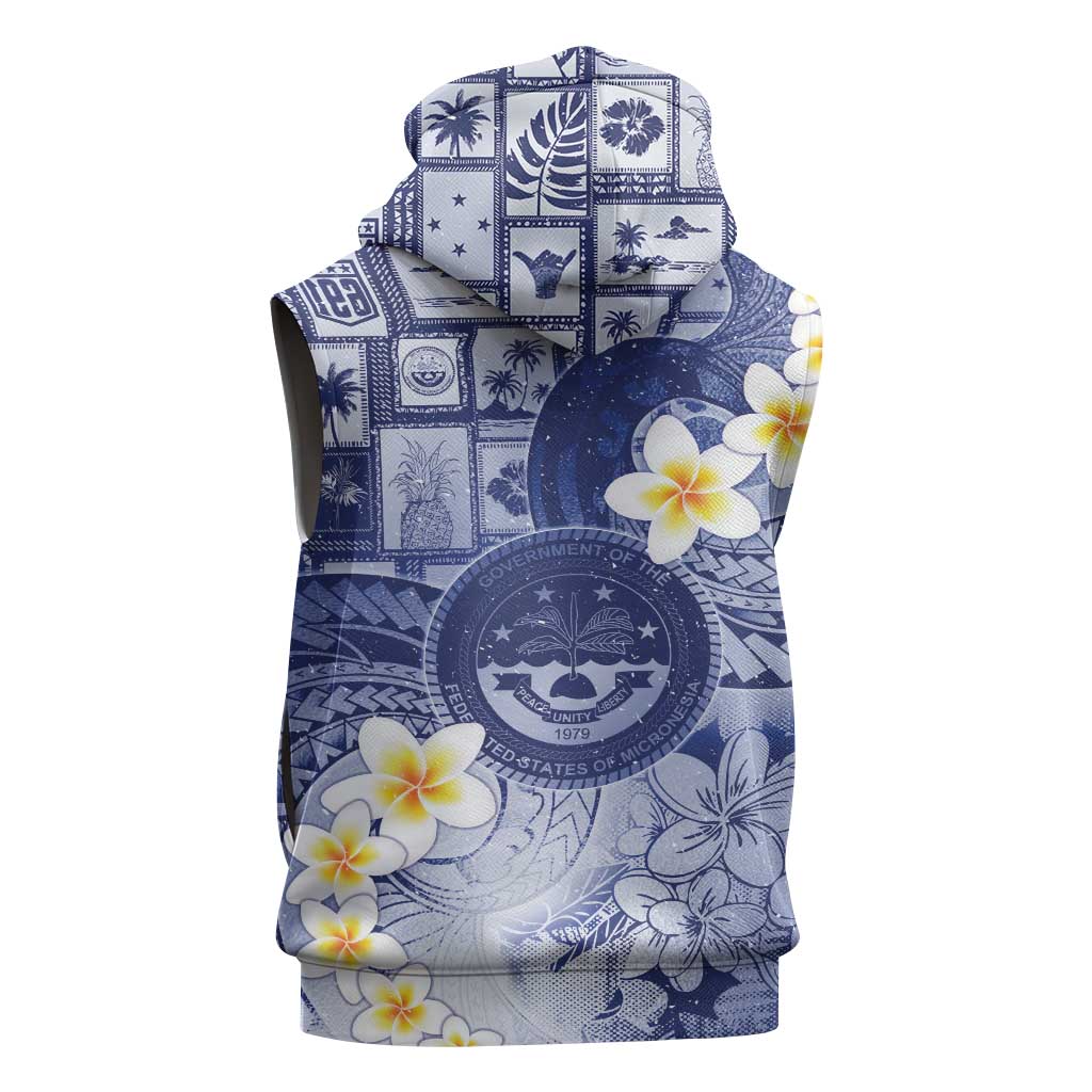 Federated States Of Micronesia Christmas Sleeveless Hoodie Retro Style Dark Version - Polynesian Pride