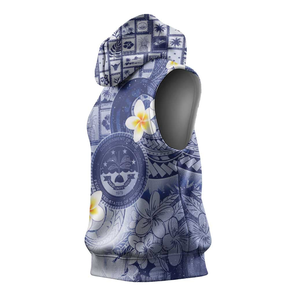 Federated States Of Micronesia Christmas Sleeveless Hoodie Retro Style Dark Version - Polynesian Pride