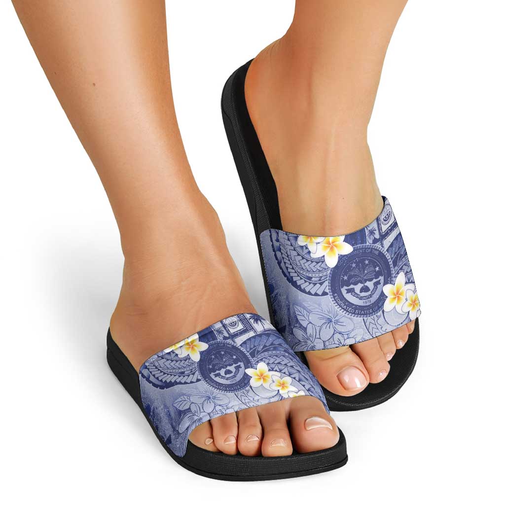 Federated States Of Micronesia Christmas Slide Sandals Retro Style Dark Version - Polynesian Pride