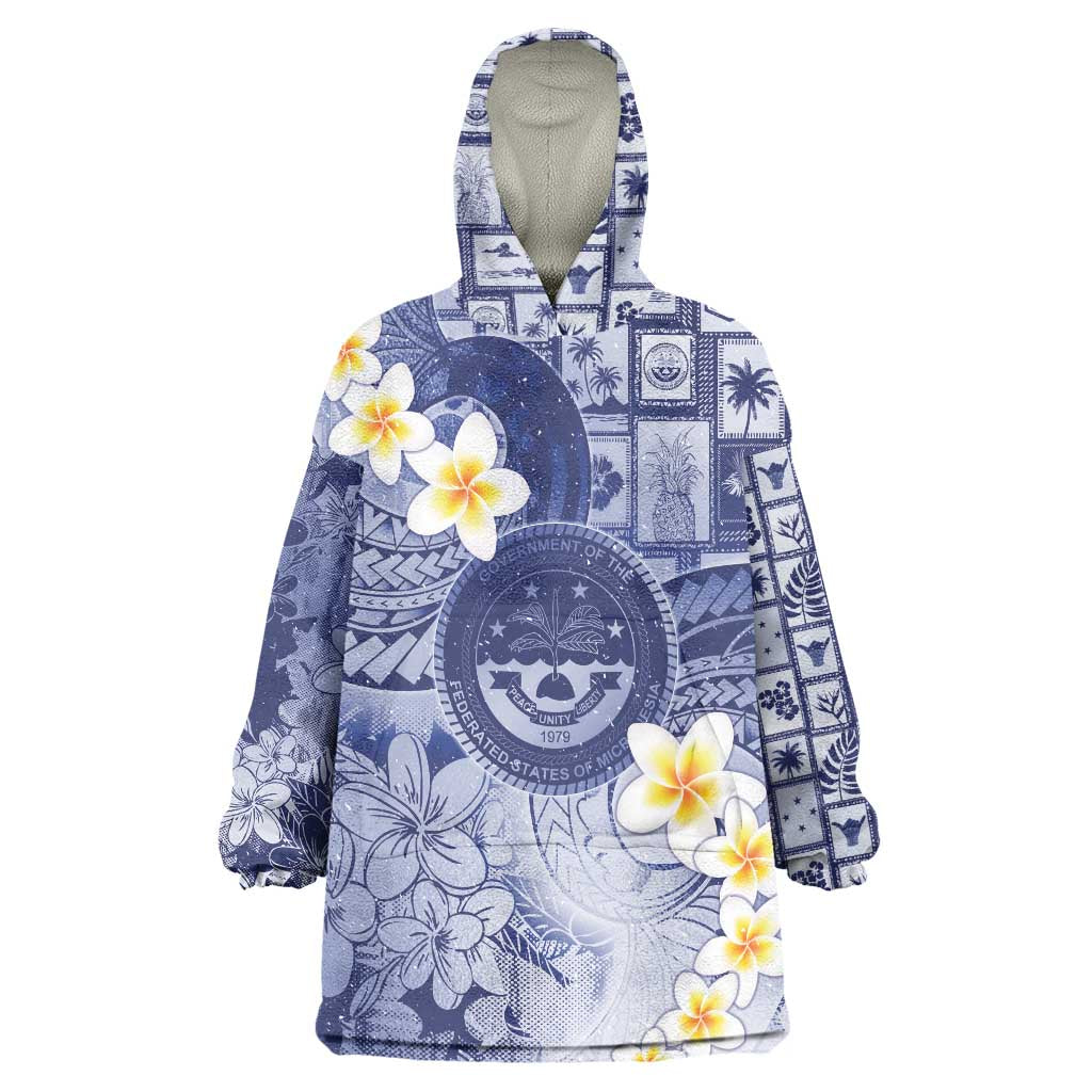 Federated States Of Micronesia Christmas Wearable Blanket Hoodie Retro Style Dark Version - Polynesian Pride