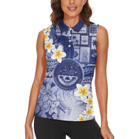 Federated States Of Micronesia Christmas Women Sleeveless Polo Shirt Retro Style Dark Version - Polynesian Pride