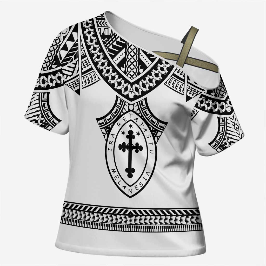 Personalised Melanesian Brotherhood Cross Shoulder Shirt With Tribal Pattern - Polynesian Pride