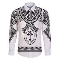 Personalised Melanesian Brotherhood Family Matching Long Sleeve Bodycon Dress and Hawaiian Shirt With Tribal Pattern LT05 Dad's Shirt - Long Sleeve White - Polynesian Pride