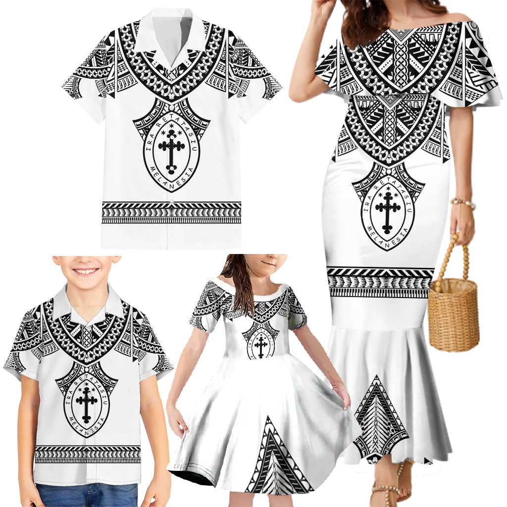 Personalised Melanesian Brotherhood Family Matching Mermaid Dress and Hawaiian Shirt With Tribal Pattern LT05 - Polynesian Pride