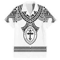 Personalised Melanesian Brotherhood Family Matching Short Sleeve Bodycon Dress and Hawaiian Shirt With Tribal Pattern LT05 Dad's Shirt - Short Sleeve White - Polynesian Pride