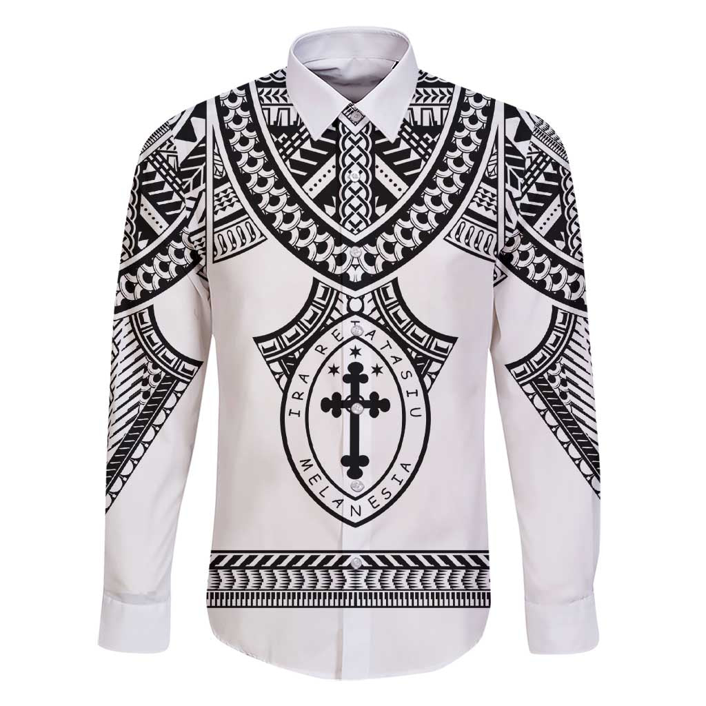Personalised Melanesian Brotherhood Family Matching Short Sleeve Bodycon Dress and Hawaiian Shirt With Tribal Pattern LT05 Dad's Shirt - Long Sleeve White - Polynesian Pride