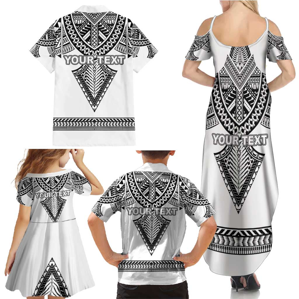 Personalised Melanesian Brotherhood Family Matching Summer Maxi Dress and Hawaiian Shirt With Tribal Pattern LT05 - Polynesian Pride