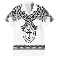 Personalised Melanesian Brotherhood Family Matching Summer Maxi Dress and Hawaiian Shirt With Tribal Pattern LT05 Dad's Shirt - Short Sleeve White - Polynesian Pride