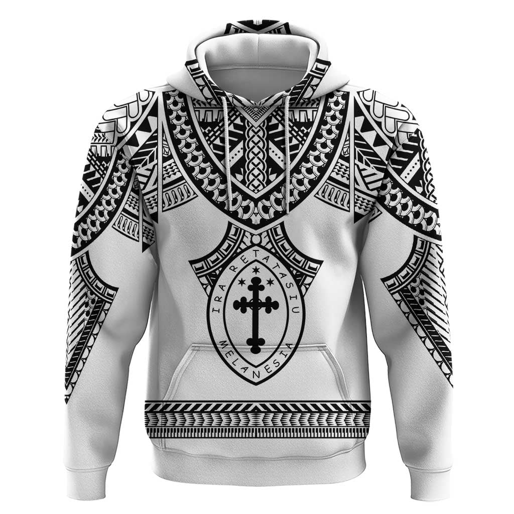 Personalised Melanesian Brotherhood Hoodie With Tribal Pattern LT05 Pullover Hoodie White - Polynesian Pride