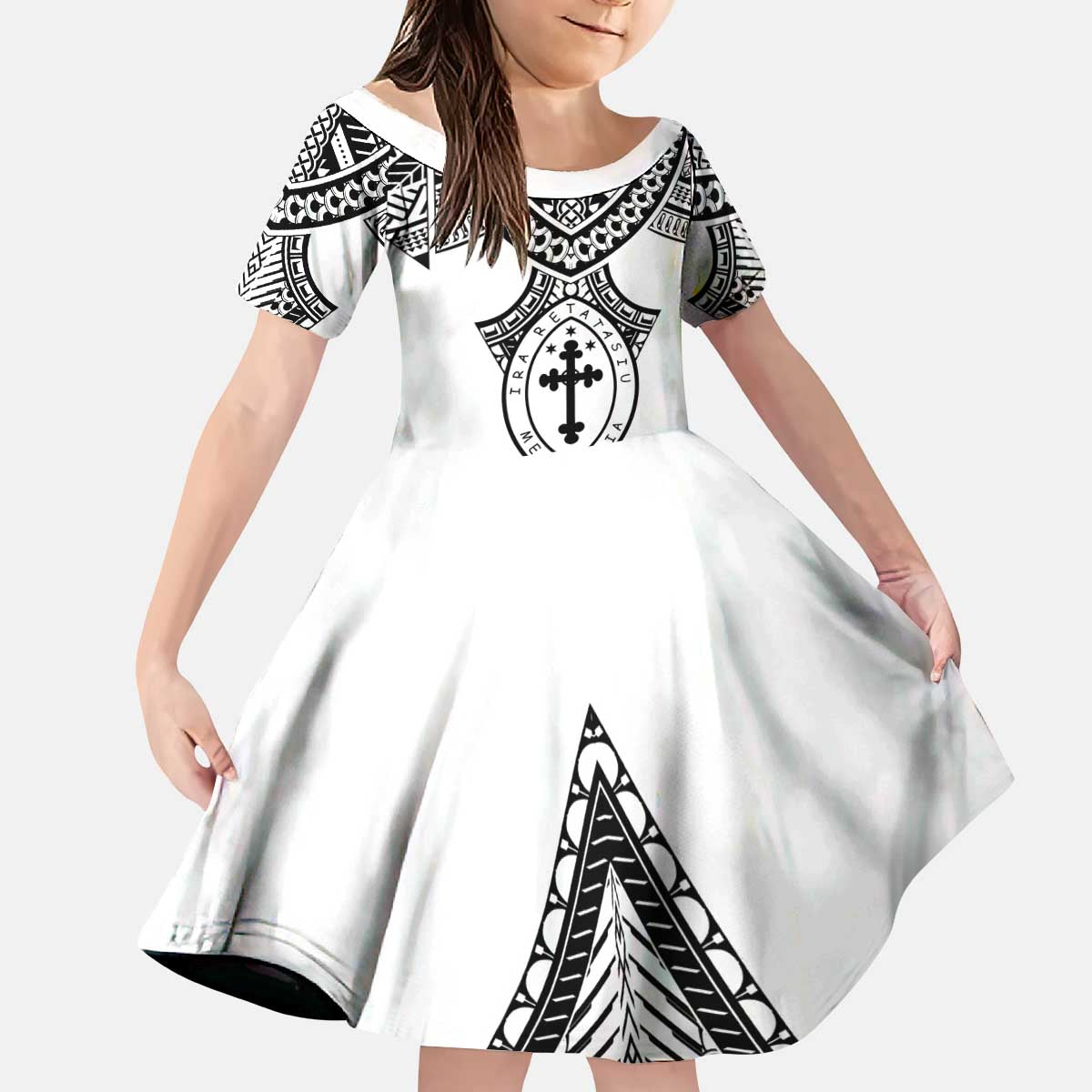 Personalised Melanesian Brotherhood Kid Short Sleeve Dress With Tribal Pattern - Polynesian Pride