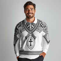 Personalised Melanesian Brotherhood Long Sleeve Polo Shirt With Tribal Pattern - Polynesian Pride