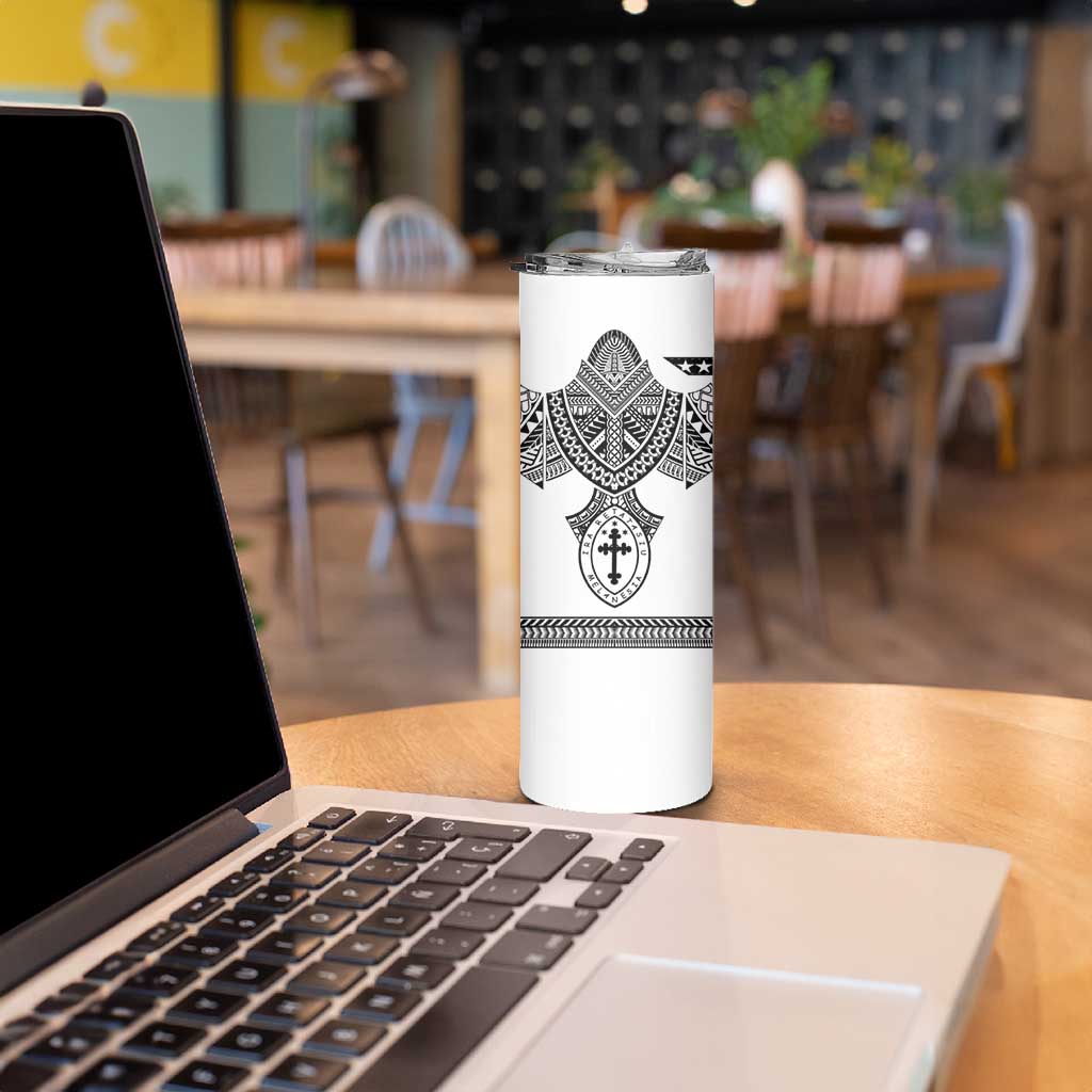 Personalised Melanesian Brotherhood Skinny Tumbler With Tribal Pattern - Polynesian Pride