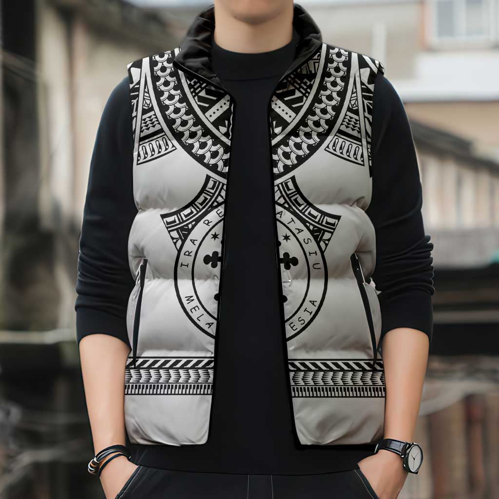 Personalised Melanesian Brotherhood Sleeveless Puffer Jacket With Tribal Pattern - Polynesian Pride