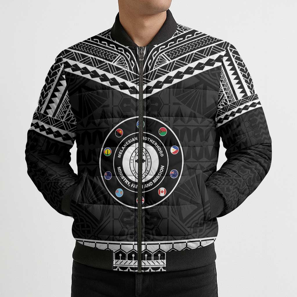 Personalised Melanesian Brotherhood Bomber Puffer Jacket Ministry Faith And Mission - Polynesian Pride